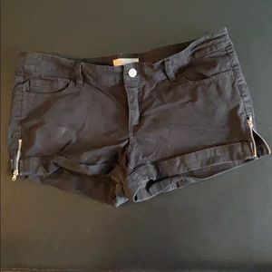 Black Zipper Jean Shorts